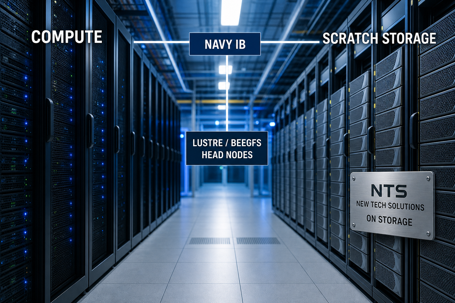 Parallel scratch storage paired with HPC compute racks