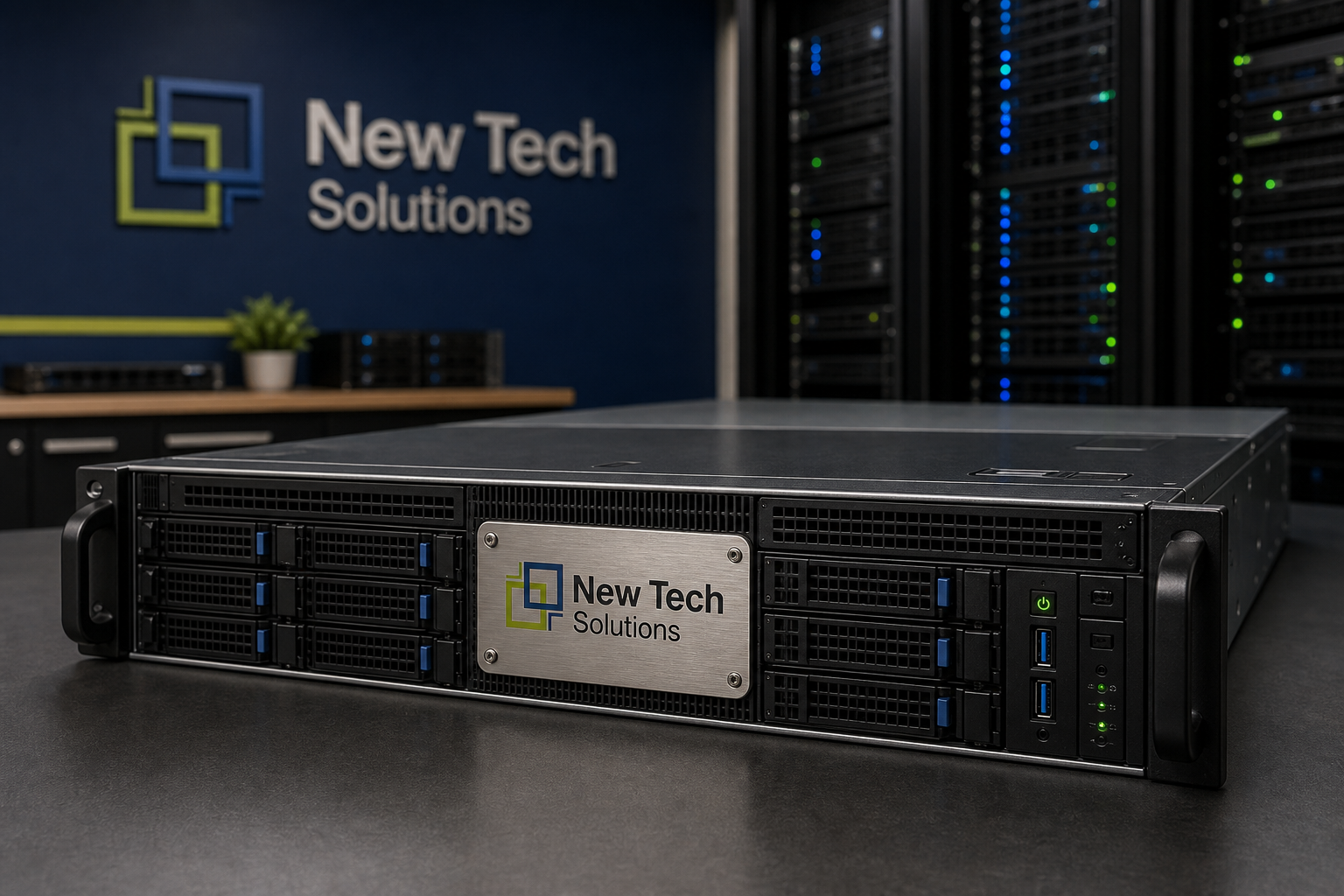Ready-to-deploy NTS Gold Series rackmount server with chassis plaque
