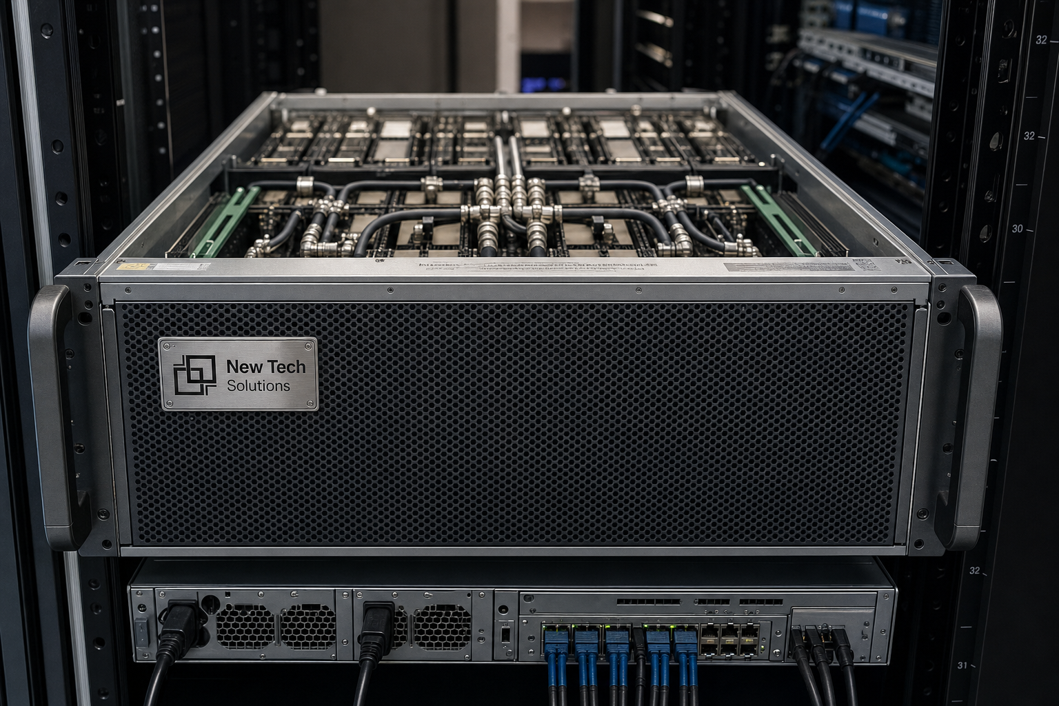 APEX Gold multi-GPU AI accelerator server with NTS bezel plaque