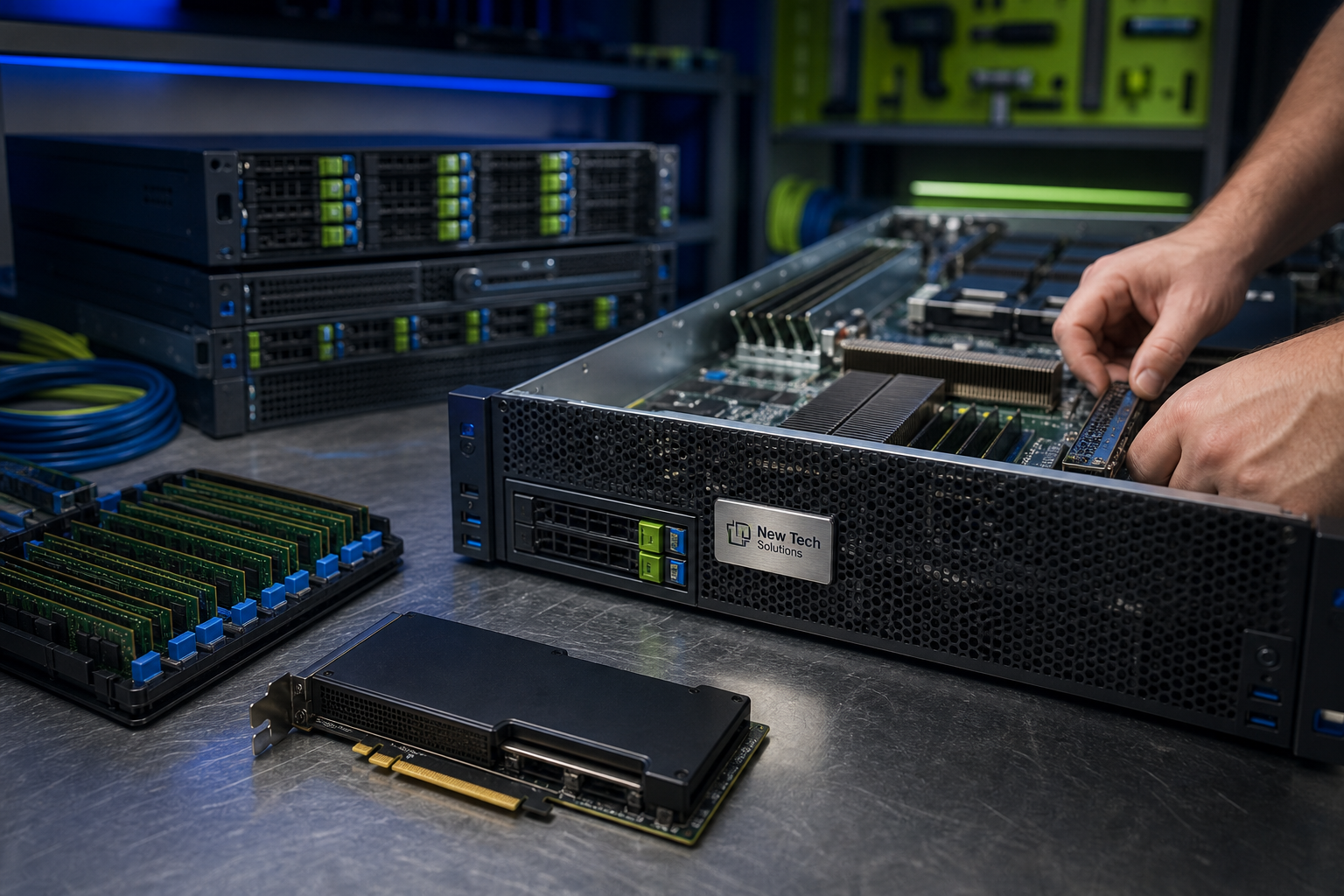 Rackmount server configuration staging with PCIe Gen 5 expansion options