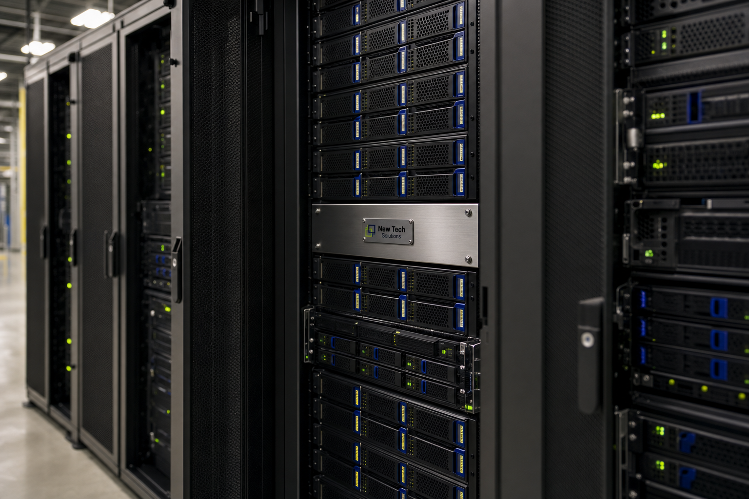 NTS integration engineers staging enterprise server racks in Fremont facility