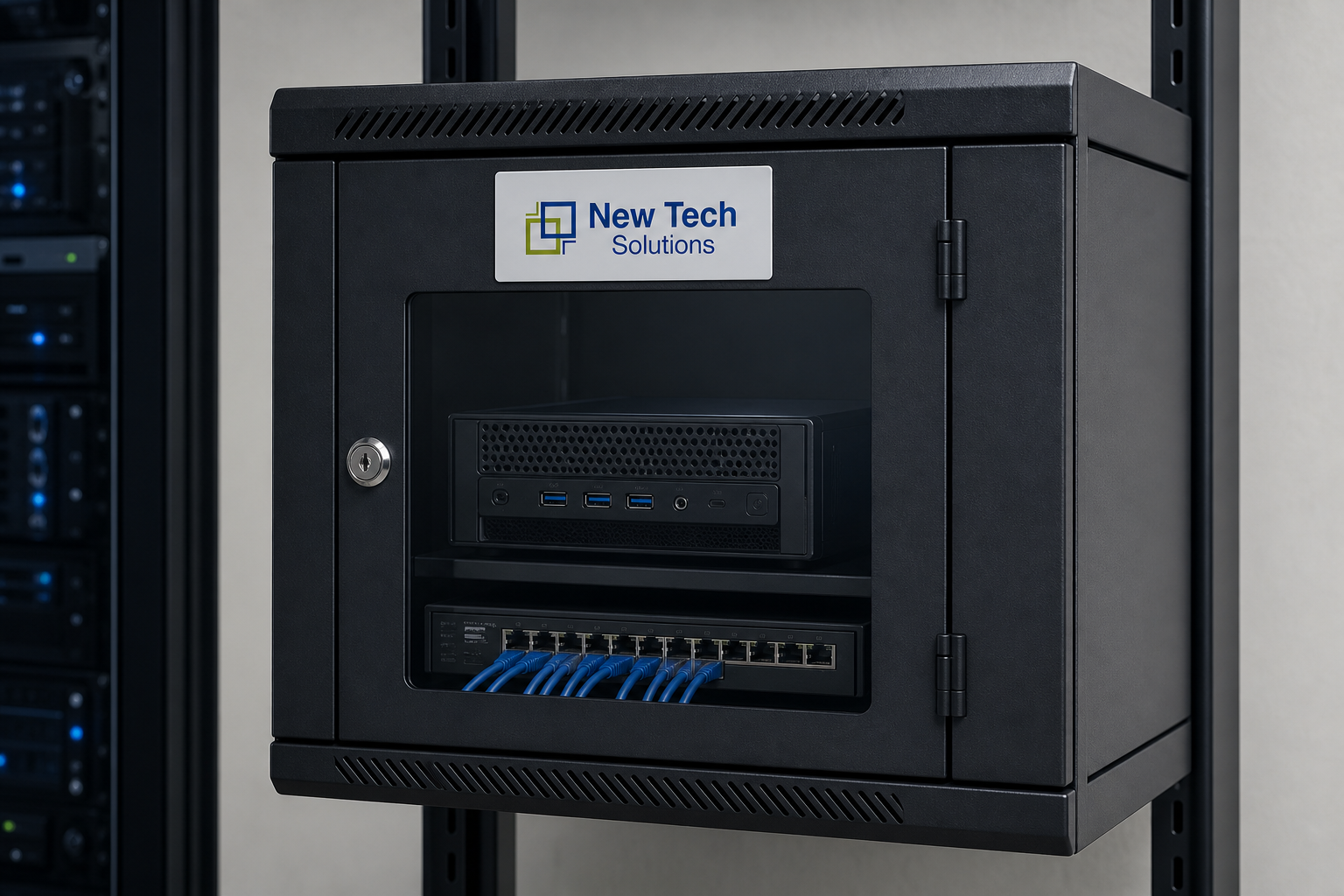 Edge small-form-factor system in a remote office cabinet