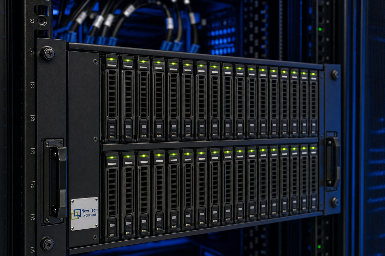 High-density JBOD expansion shelf in an NTS staging rack