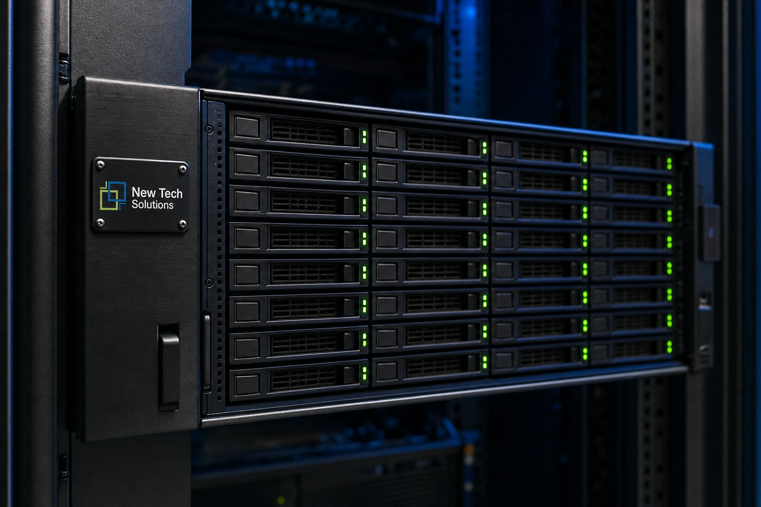 NTS Elite Vault storage server with branded chassis plaque