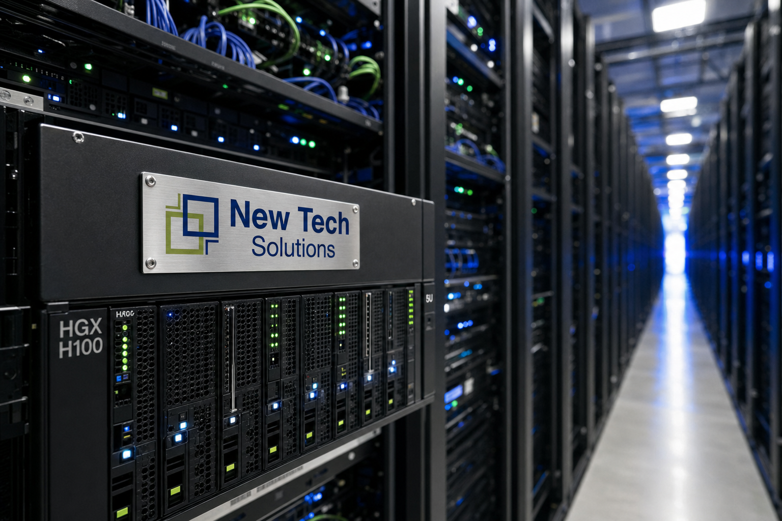 GPU cluster training large language models at scale in an NTS data center
