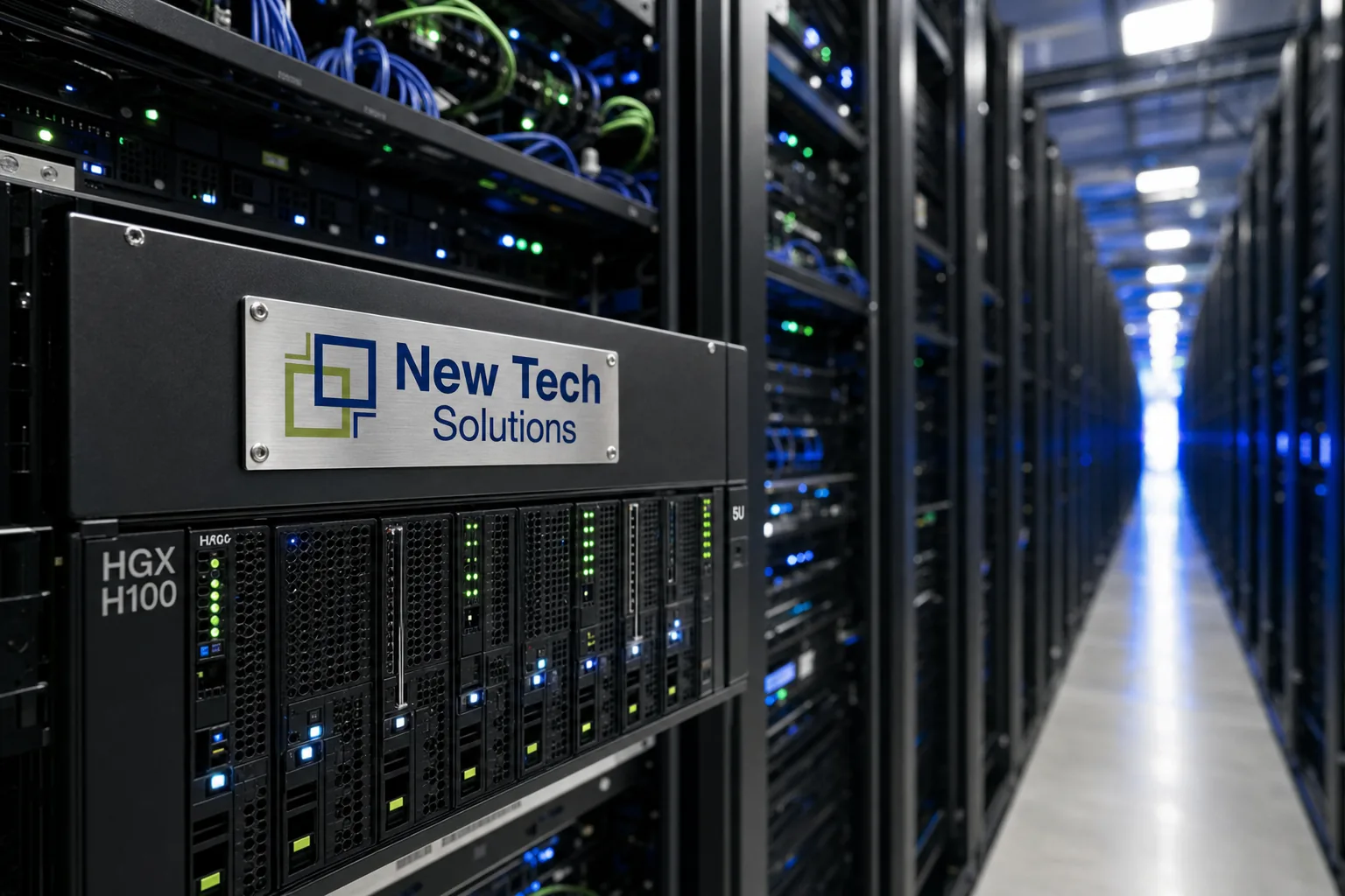 GPU cluster training large language models at scale in an NTS data center