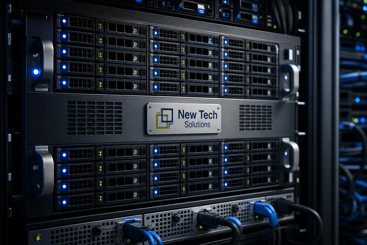 Enterprise virtualization on NTS rack servers with brand plaque