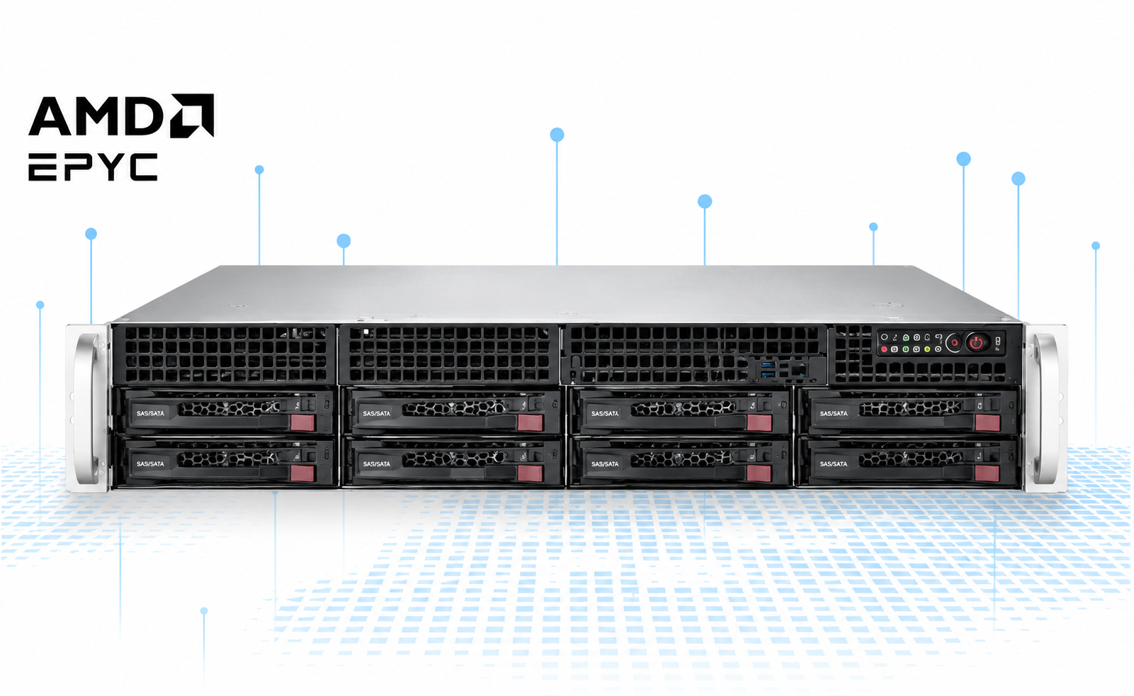 NTS Elite Command 2U Rackmount Server AMD EPYC, DDR5, 8-Bay Hot-Swap Storage